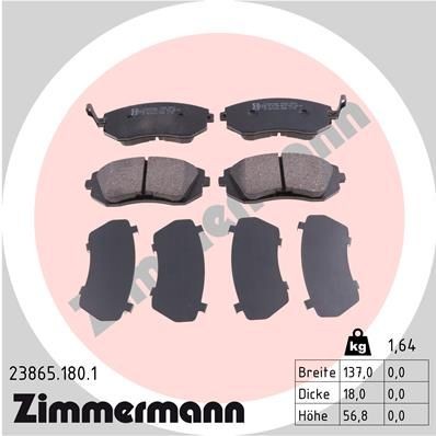 ZIMMERMANN Fékbetét készlet, tárcsafék 23865.180.1 ZIMMERMANN 23865.180.1 Tuning SUBARU Outback III (BL, BP)