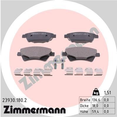 ZIMMERMANN Τακάκια φρένων 23930.180.2 Σετ τακάκια ZIMMERMANN Renault MASTER 23930.180.2