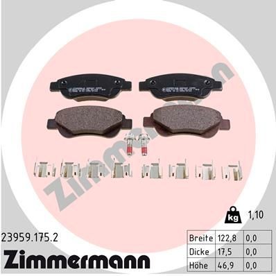 ZIMMERMANN Remblokken 23959.175.2 Toyota HILUX Pick-up Remblokkenset ZIMMERMANN 23959.175.2