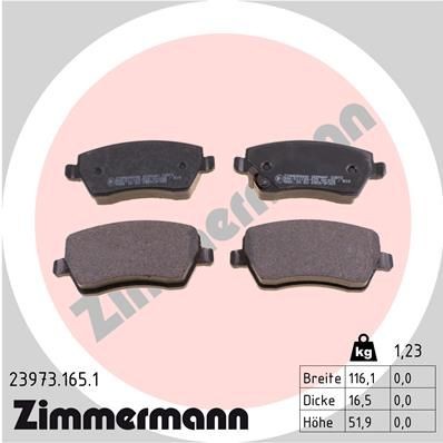 Jarrupalat, levyjarru ZIMMERMANN 23973.165.1 ZIMMERMANN 23973.165.1: Jarrupala Opel AGILA 2010