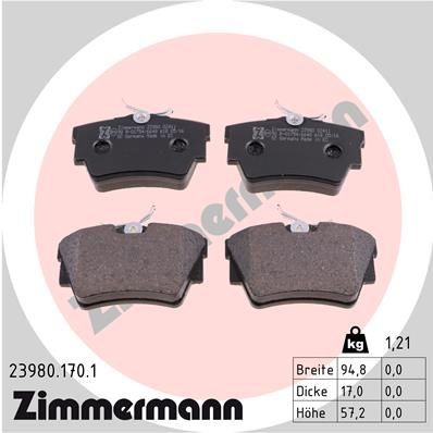 Bremseklosser ZIMMERMANN 23980.170.1 ZIMMERMANN 23980.170.1 Bremsebelegg til foran og bak Renault TRAFIC 2005