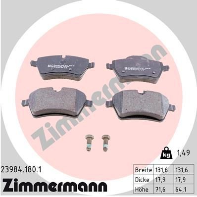 Τακάκια φρένων ZIMMERMANN 23984.180.1 ZIMMERMANN 23984.180.1: Τακάκια φρένων Mini Cabrio 2012