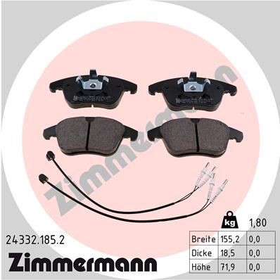 ZIMMERMANN Brzdové doštičky/platničky 24332.185.2 24332.185.2 Športové brzdové doštičky PEUGEOT 508 ZIMMERMANN