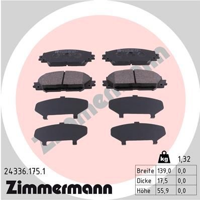 Remblokken ZIMMERMANN 24336.175.1 ZIMMERMANN 24336.175.1 Remblokkenset voor schijfrem TOYOTA URBAN CRUISER 2023