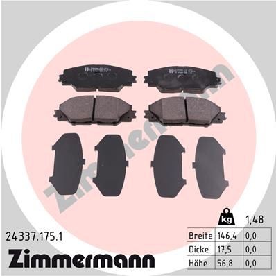 ZIMMERMANN Kit pastiglie freni 24337.175.1 Costo Pastiglie dei freni ZIMMERMANN TOYOTA 24337.175.1