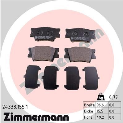 ZIMMERMANN Bremseklodser 24338.155.1 ZIMMERMANN 24338.155.1 Bremseklodser TOYOTA Camry VII Sedan (_V5_) 2.0 (ACV51_) 148 HK 2012