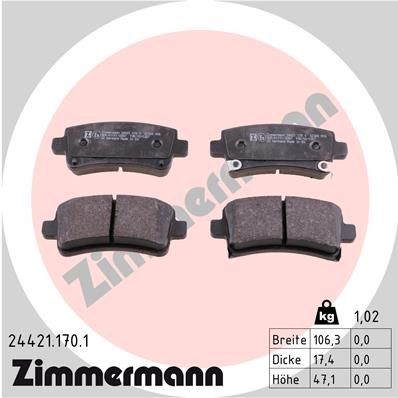 ZIMMERMANN Plaquettes de frein 24421.170.1 Plaquette de frein sport ZIMMERMANN 9-2X 24421.170.1 pas cher