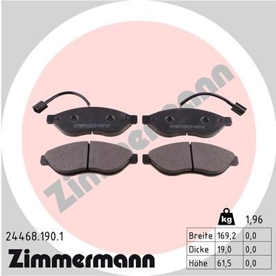 ZIMMERMANN Kit pastiglie freni 24468.190.1 24468.190.1 costo Pastiglie freno sportive CITROËN C3 ZIMMERMANN