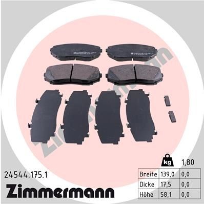 ZIMMERMANN Plaquettes de frein 24544.175.1 ZIMMERMANN 24544.175.1 Plaquettes de frein MITSUBISHI Pajero Sport III SUV (KS) 3.0 V6 4WD (KS5W) 216 CV 2015