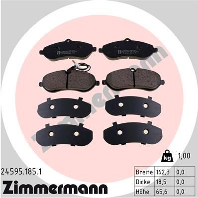 Pastilhas de travão ZIMMERMANN 24595.185.1 ZIMMERMANN 24595.185.1 Pastilha FIAT SCUDO 2013