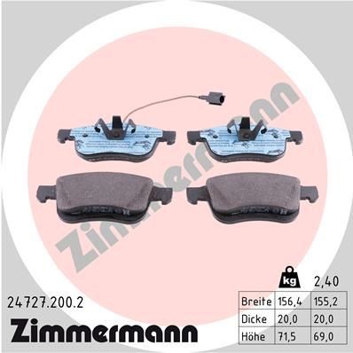 ZIMMERMANN Bromsbelägg 24727.200.2 ZIMMERMANN 24727.200.2 bromsklossar Doblo II Flak/Chassi (263) pris