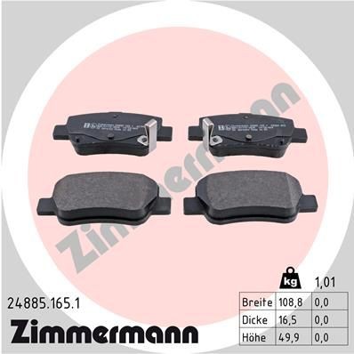 ZIMMERMANN Τακάκια φρένων 24885.165.1 24885.165.1 Αγωνιστικά τακάκια TOYOTA URBAN CRUISER ZIMMERMANN