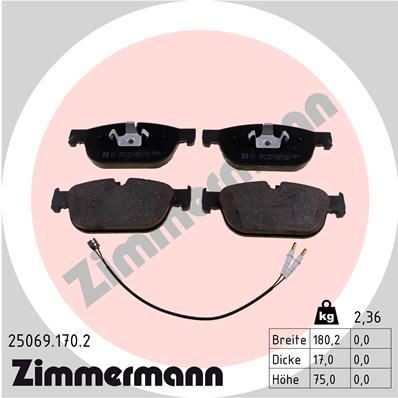 ZIMMERMANN Bremseklodser 25069.170.2 ZIMMERMANN 25069.170.2 DS5 Hatchback Sports bremseklodser originale pris