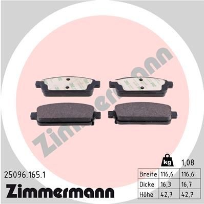 ZIMMERMANN Bremsbeläge 25096.165.1 25096.165.1 ZIMMERMANN Sportbremsbeläge Opel Mokka X Kosten