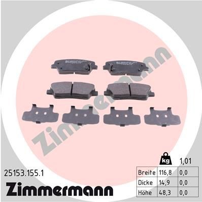 ZIMMERMANN Bromsbelägg 25153.155.1 25153.155.1 ZIMMERMANN Bromsbelägg sport Kia