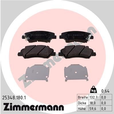 ZIMMERMANN Bremseklosser 25348.180.1 ZIMMERMANN 25348.180.1 Sportsbremseklosser Stonic Varebil / Hatchback (YB) pris