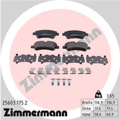 ZIMMERMANN Remblokken 25603.175.2 ZIMMERMANN 25603.175.2 Race-remblokken Ford Tourneo Custom Bus prijs