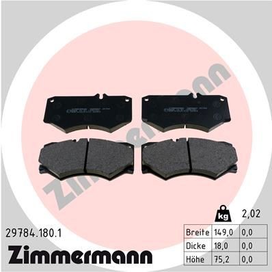 ZIMMERMANN Jarrupalat, levyjarru 29784.180.1 Mercedes T2/LN1 Van jarrupalat ZIMMERMANN 29784.180.1