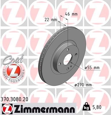 ZIMMERMANN Disco freno 370.3080.20 370.3080.20 COAT Z Dischi freno MAZDA CX-9 ZIMMERMANN costo