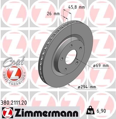 ZIMMERMANN Disque de frein 380.2111.20 prix Disques de frein Jeep MK74 380.2111.20 ZIMMERMANN