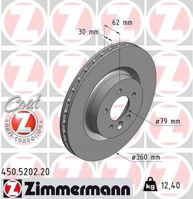 ZIMMERMANN Disco de travão 450.5202.20 ZIMMERMANN 450.5202.20 Discos de freio Land Rover Discovery LA preço