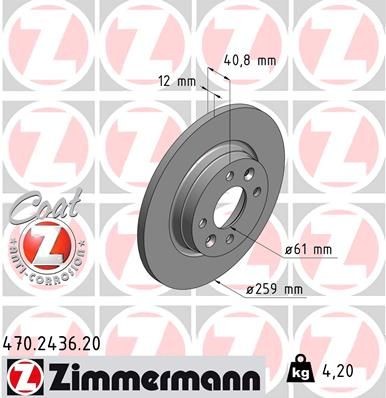 ZIMMERMANN Remschijf 470.2436.20 Sportremschijven ZIMMERMANN LOGAN 470.2436.20 goedkoop