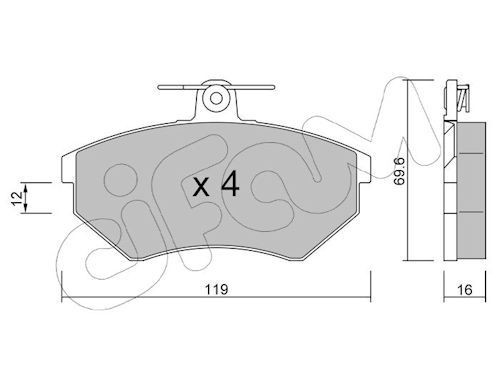 CIFAM Piduriklotsid 822-050-0 Pidurikattekomplekt, ketaspidur SEAT CIFAM 822-050-0