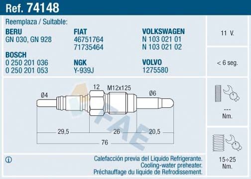 FAE Eelsüüteküünlad 74148 Hõõgküünlad FAE A4 74148 odav