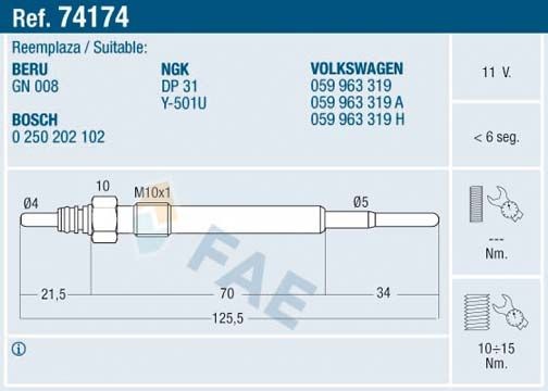 FAE Glühkerze 74174 Vorglühkerzen FAE PASSAT 74174 günstig