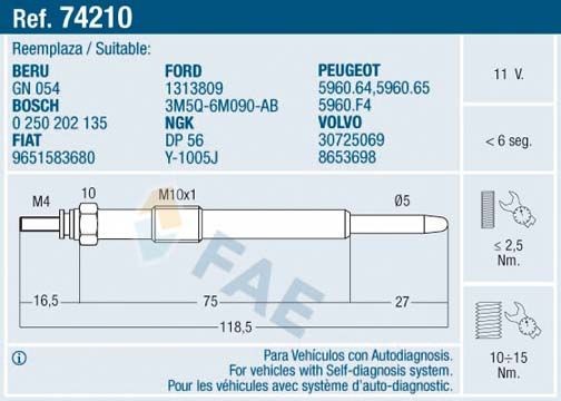 FAE Gloeibougie 74210 Gloeistift FAE 208 74210 goedkoop