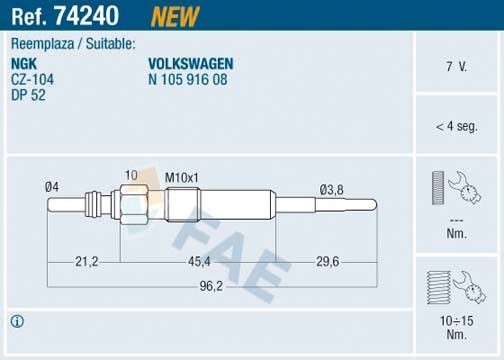 FAE Świeca żarowa 74240 FAE Świece żarowe diesel 74240 doświadczenie