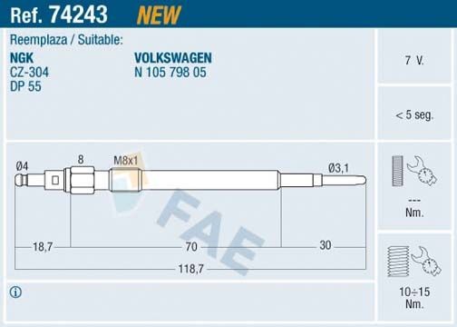 FAE Glühkerze 74243 74243 Glühkerze VW PASSAT FAE kaufen
