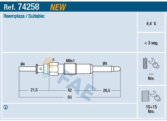 FAE Candeletta 74258 74258 costo Candelette FAE CHEVROLET NUBIRA
