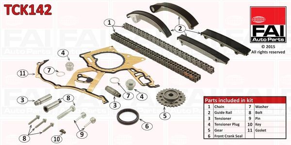 FAI AutoParts Kit catena distribuzione TCK142 FAI AutoParts TCK142 Kit catena distribuzione SKODA SUPERB originali