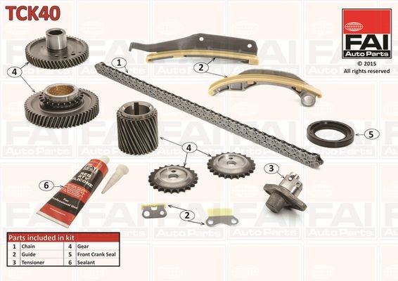 Sadales vārpstas piedziņas ķēdes komplekts FAI AutoParts TCK40 FAI AutoParts TCK40: Sadales vārpstas piedziņas ķēde Mitsubishi L 200 2022