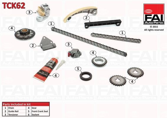 FAI AutoParts Σετ καδένας χρονισμού TCK62 FAI AutoParts TCK62 Σετ καδένας χρονισμού