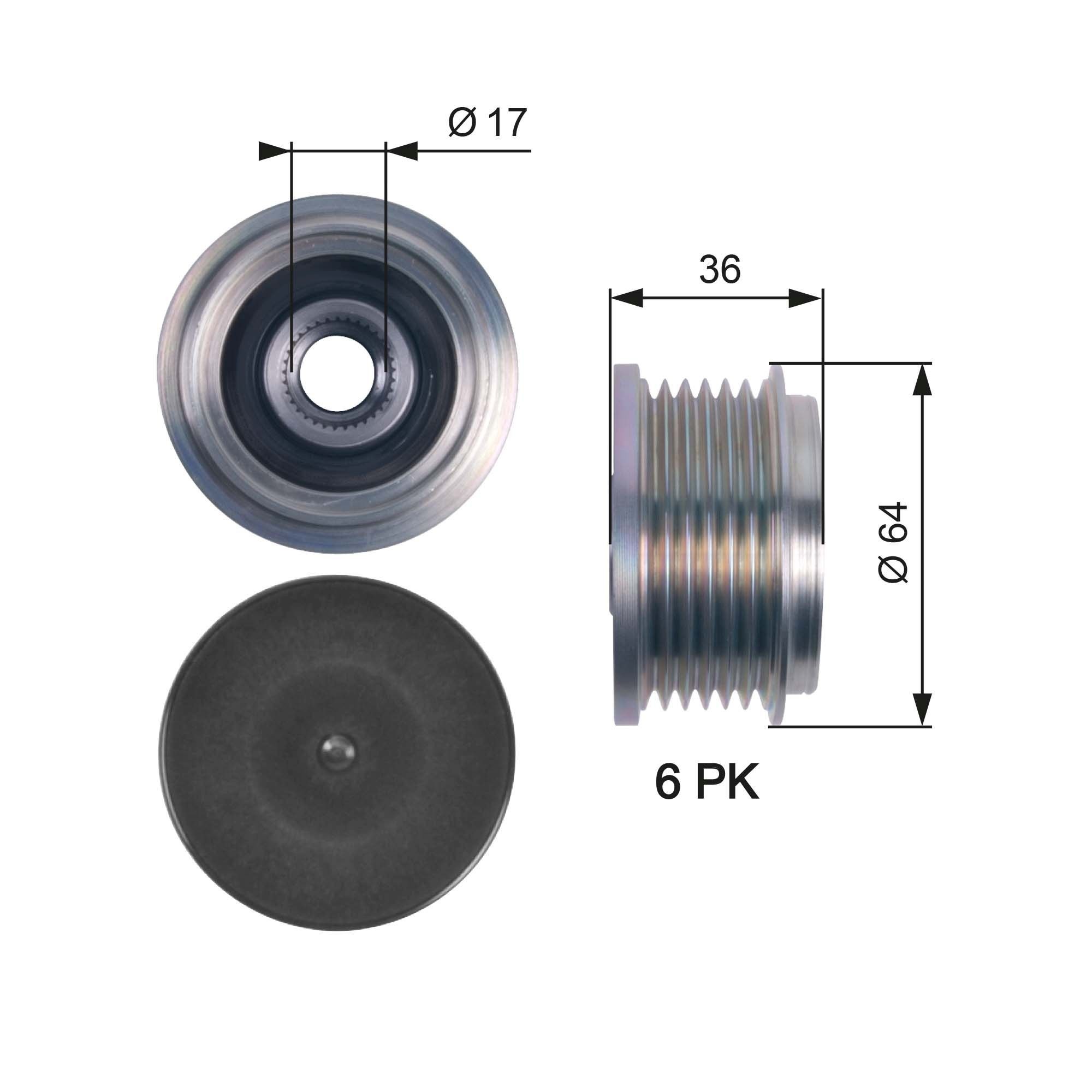 GATES Vapaakytkin OAP7131 Vapaakytkin GATES DriveAlign Leveys: 36mm, Micro-V® UNIQUE FIT