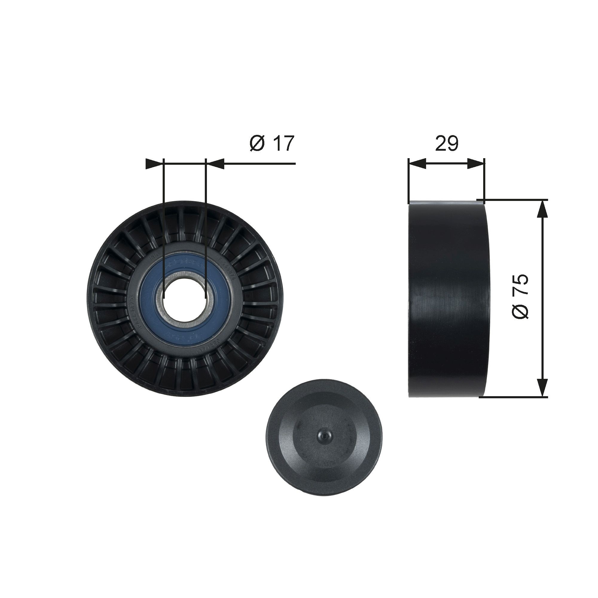 GATES Τροχαλία παρέκκλισης, ιμάντας poly-V T36462 Τροχαλια αδρανειας GATES Volkswagen PHAETON DriveAlign T36462