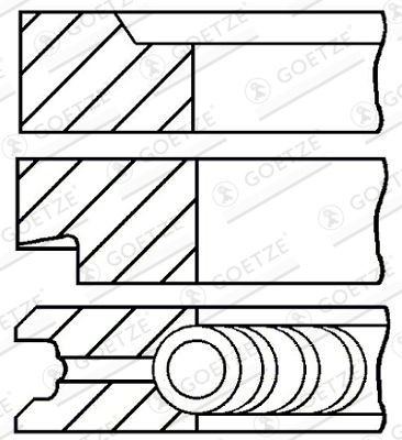 GOETZE ENGINE Jeu de segments de pistons 08-107100-00 GOETZE ENGINE 08-107100-00 Segments moteur AR6 Bus (280) d'origine prix