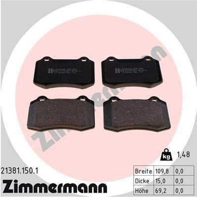 ZIMMERMANN Bremseklodser 21381.150.1 ZIMMERMANN 21381.150.1 Bremseklodser FORD Focus Mk1 Hatchback (DAW, DBW) 2.0 16V 126 HK 2005