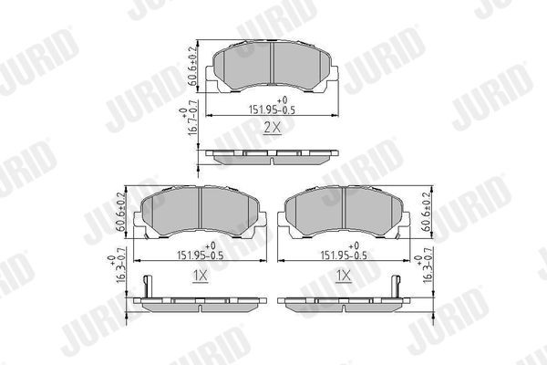 Pastilhas de travão JURID 573467J JURID 573467J Pastilhas dianteiras e traseiras Isuzu D-MAX 2014