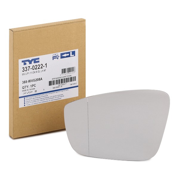 Vetro specchio, specchio esterno TYC 337-0222-1 TYC 337-0222-1 Specchietto destro e sinistro Volkswagen UP 2020