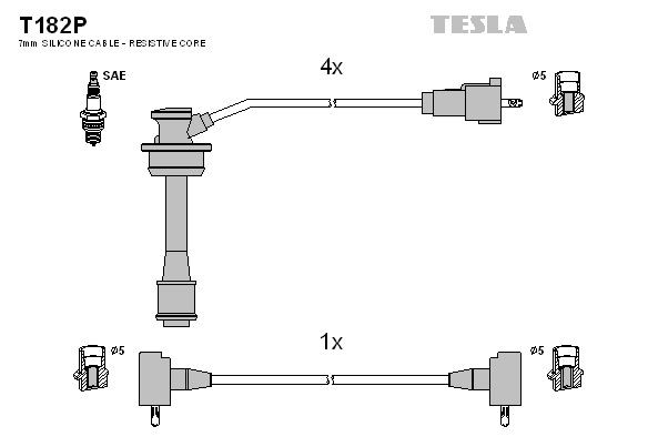 TESLA Tændkabelsæt T182P T182P Tændrørskabel TOYOTA MR 2 TESLA