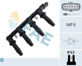 FAE Zapaľovacia cievka 80291 80291 Indukčná cievka FIAT BRAVO FAE