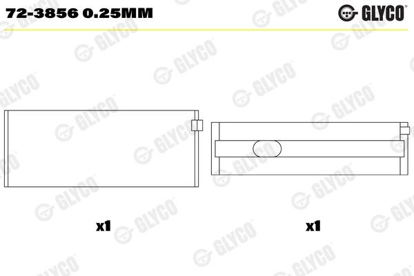 GLYCO Runkolaakeri 72-3856 0.25mm Mercedes Sprinter 3t Van kampiakselin laakeri GLYCO 72-3856 0.25mm