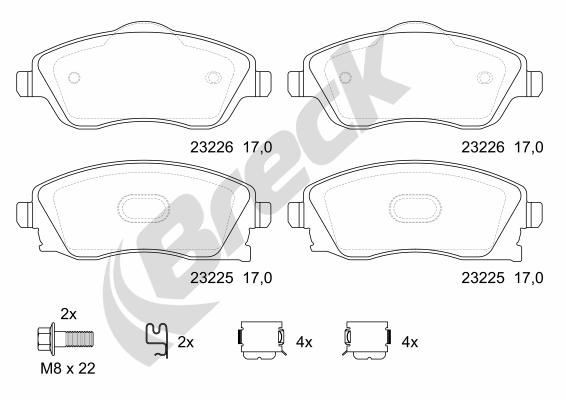 BRECK Brake pad set 23225 00 702 10 23225 00 702 10 BRECK brake pads for OPEL INSIGNIA