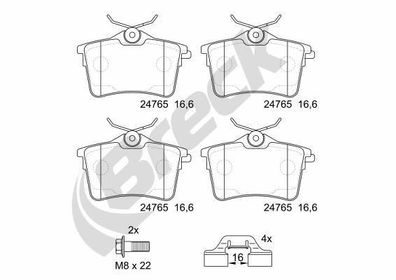BRECK Brake pad set 24765 00 704 00 24765 00 704 00 BRECK brake pads for PEUGEOT 406