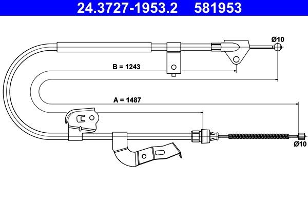 ATE Handbromsvajer 24.3727-1953.2 ATE 24.3727-1953.2 Handbromsvajer 107 Hatchback (PM, PN) original