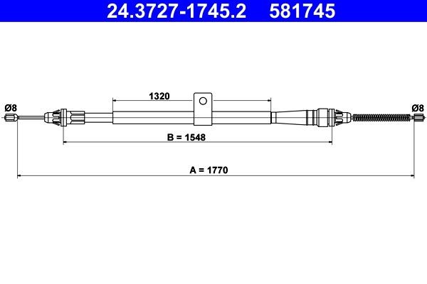 ATE Håndbremsekabel 24.3727-1745.2 24.3727-1745.2 Håndbremsekabel ATE NISSAN 300 ZX