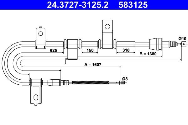 ATE Handremkabel 24.3727-3125.2 24.3727-3125.2 Handremkabel ATE HYUNDAI SONATA